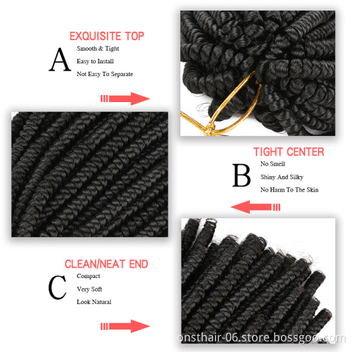 Onst bulk spring twist Crochet Braids Synthetic Braiding Hair Kinky Curly Extension Crochet Wiht Box 2X Faux Locs Braid Hair